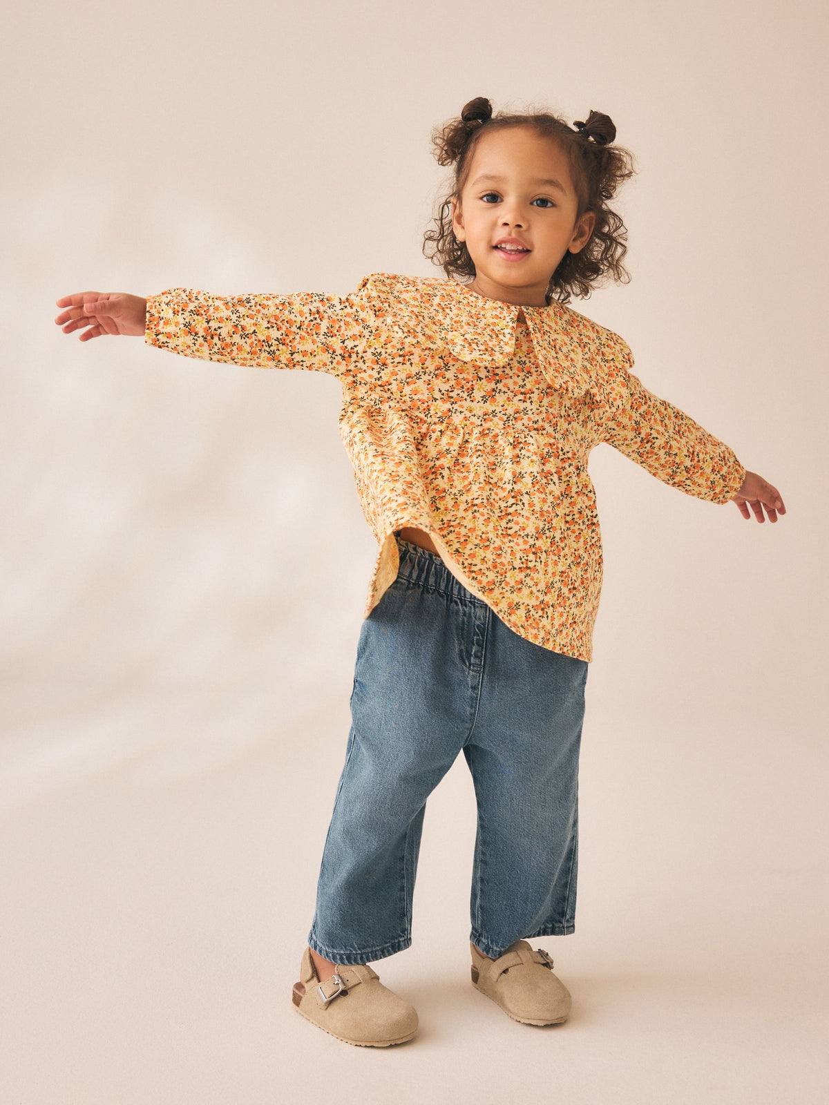 Yellow Ditsy Long Sleeve Collar Blouse (3mths-7yrs)