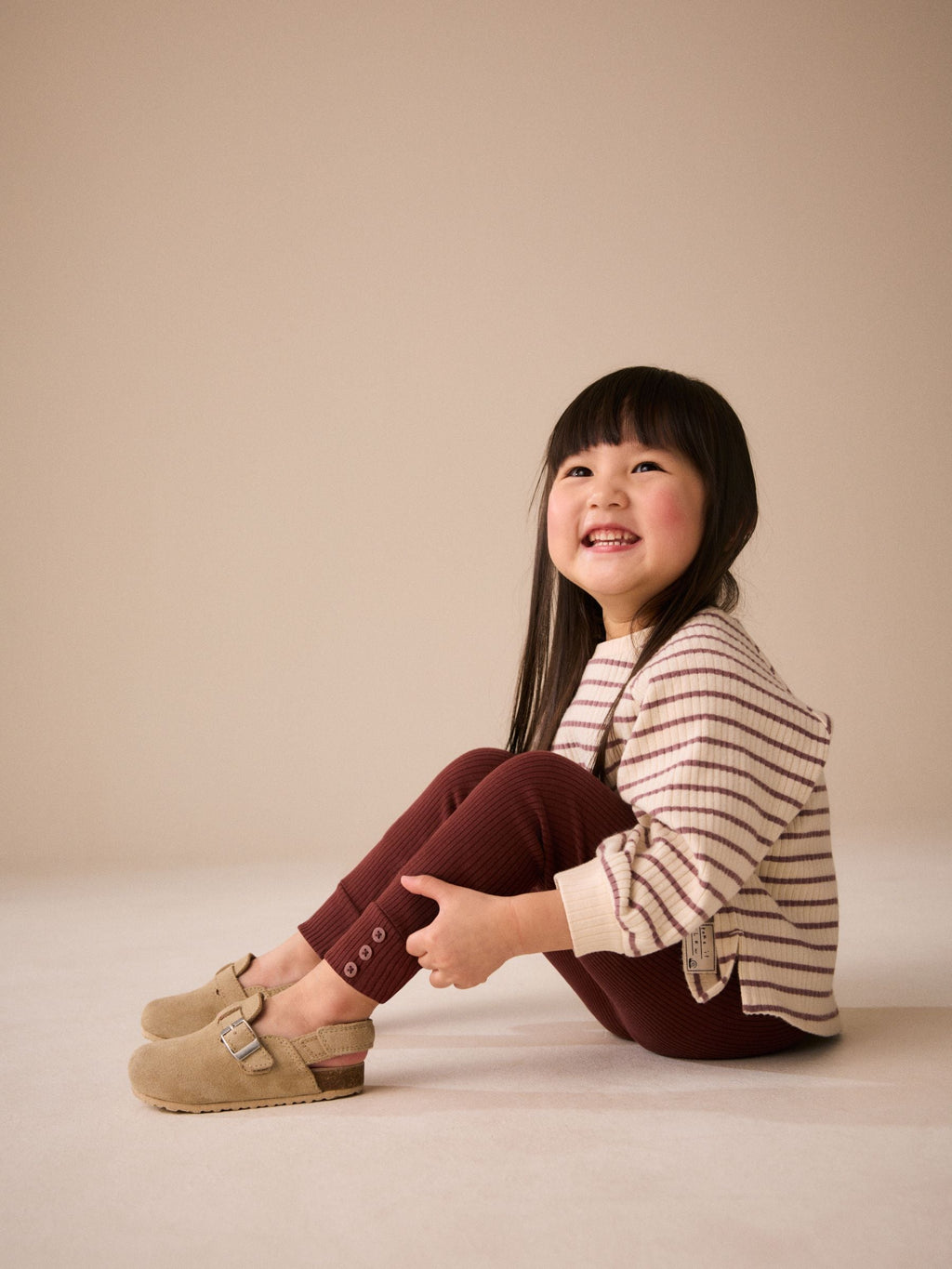 Cream/Neutral Stripe Long Sleeve Ribbed Raglan Top (3mths-7yrs)