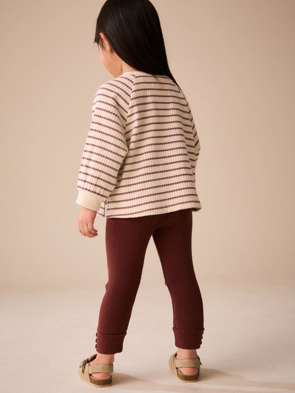 Cream/Neutral Stripe Long Sleeve Ribbed Raglan Top (3mths-7yrs)
