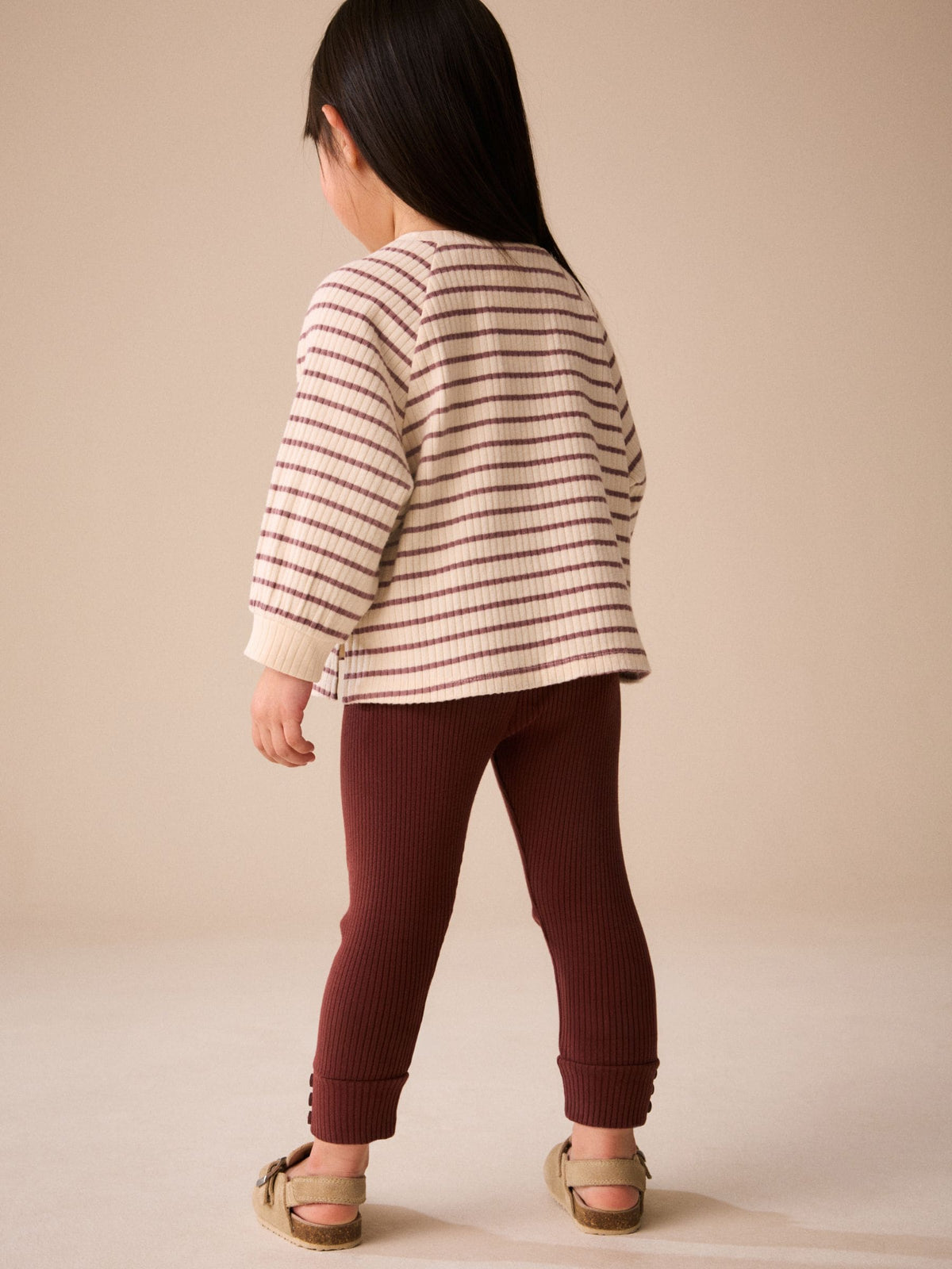 Cream/Neutral Stripe Long Sleeve Ribbed Raglan Top (3mths-7yrs)