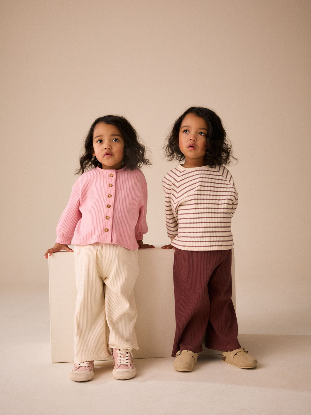 Cream/Neutral Stripe Long Sleeve Ribbed Raglan Top (3mths-7yrs)