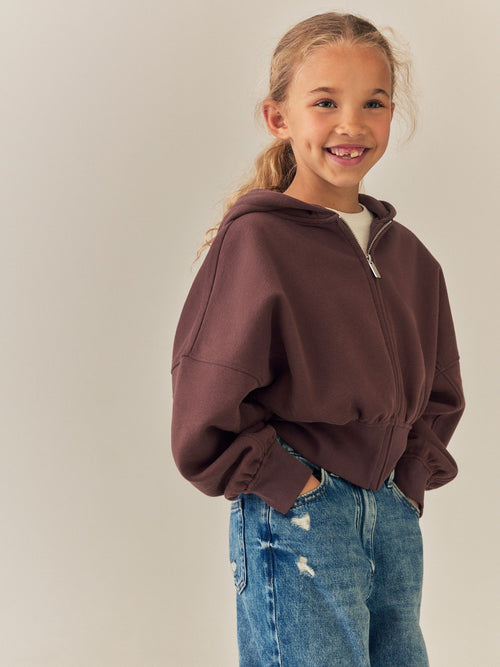 Chocolate Brown Zip Up Hoodie (3-16yrs)