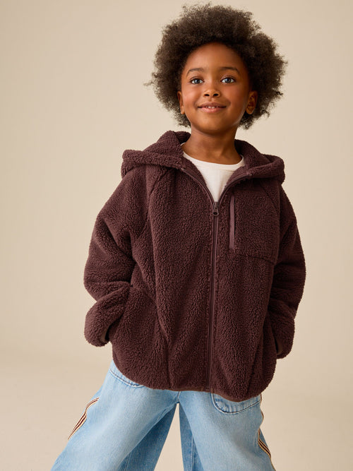 Chocolate Brown Zip Up Hooded Fleece Jacket (3-16yrs)