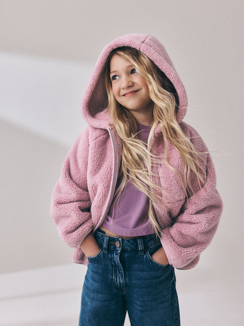 Pink Zip Up Hooded Fleece Jacket (3-16yrs)