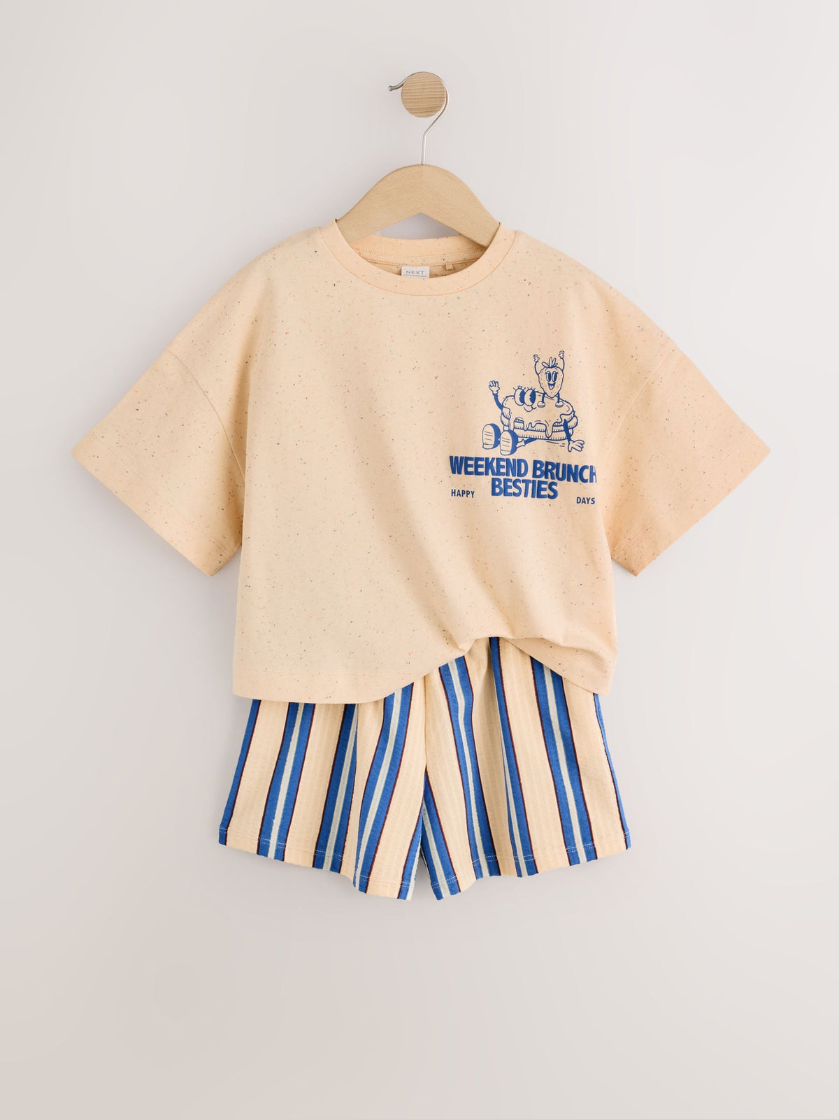 Yellow/Blue Breakfast Club T-Shirt and Textured Shorts Set (3-16yrs)