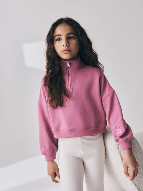 Dusky Pink Quarter Zip Sweatshirt (3-16yrs)