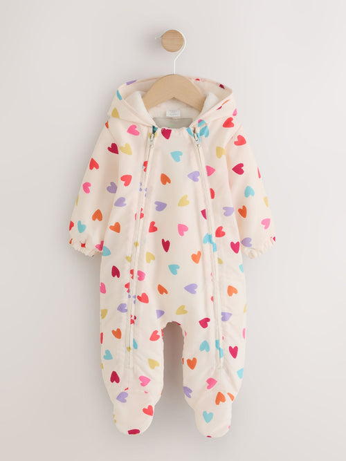 Multi Coloured Heart All Over Printed Hooded Baby All-In-One (0mths-2yrs)