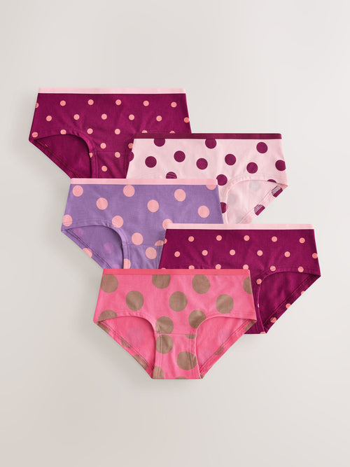 Purple Dot Hipster Briefs 5 Pack (2-16yrs)