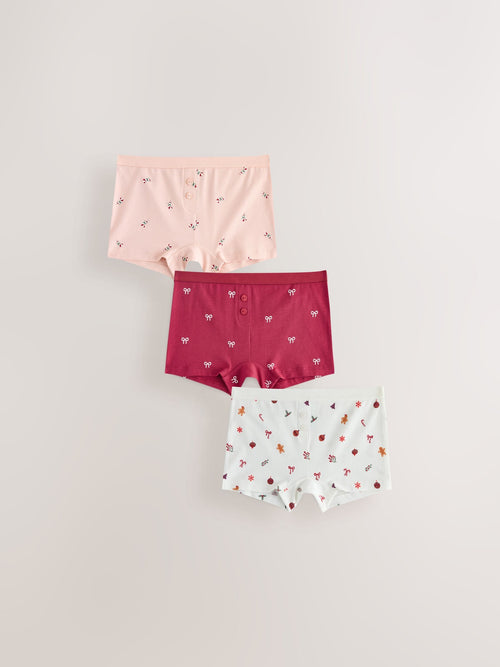 Red Bow Christmas Boxer Shorts (2-16yrs)