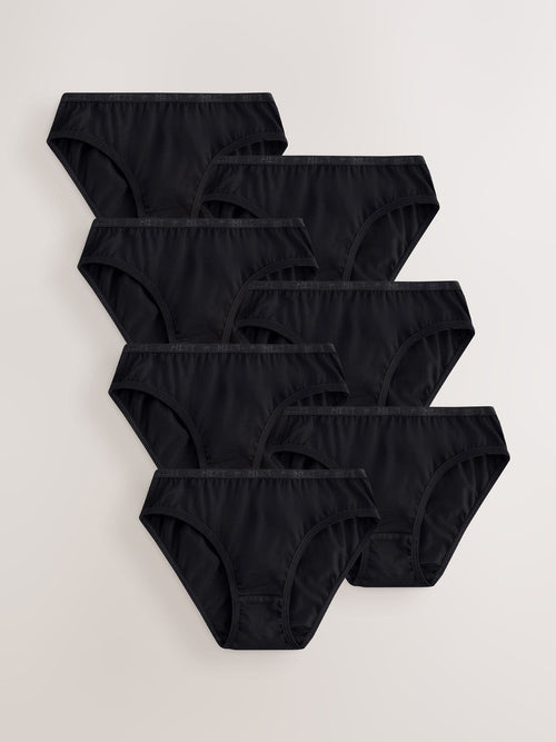 Black Thin Elastic Bikini Briefs 7 Pack (5-16yrs)