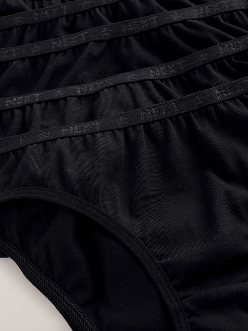 Black Thin Elastic Bikini Briefs 7 Pack (5-16yrs)