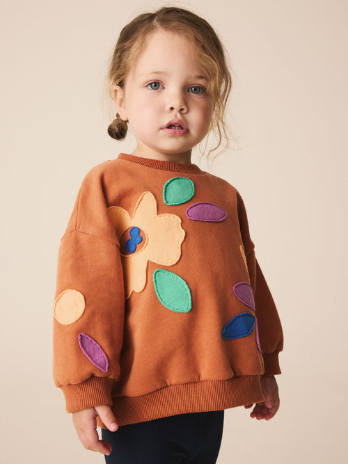 Rust Brown Flowers Crew Neck Sweatshirt (3mths-7yrs)
