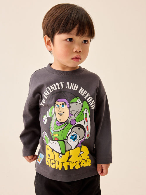 Charcoal Grey Buzz Lightyear Toy Story Long Sleeve T-Shirt (3mths-8yrs)
