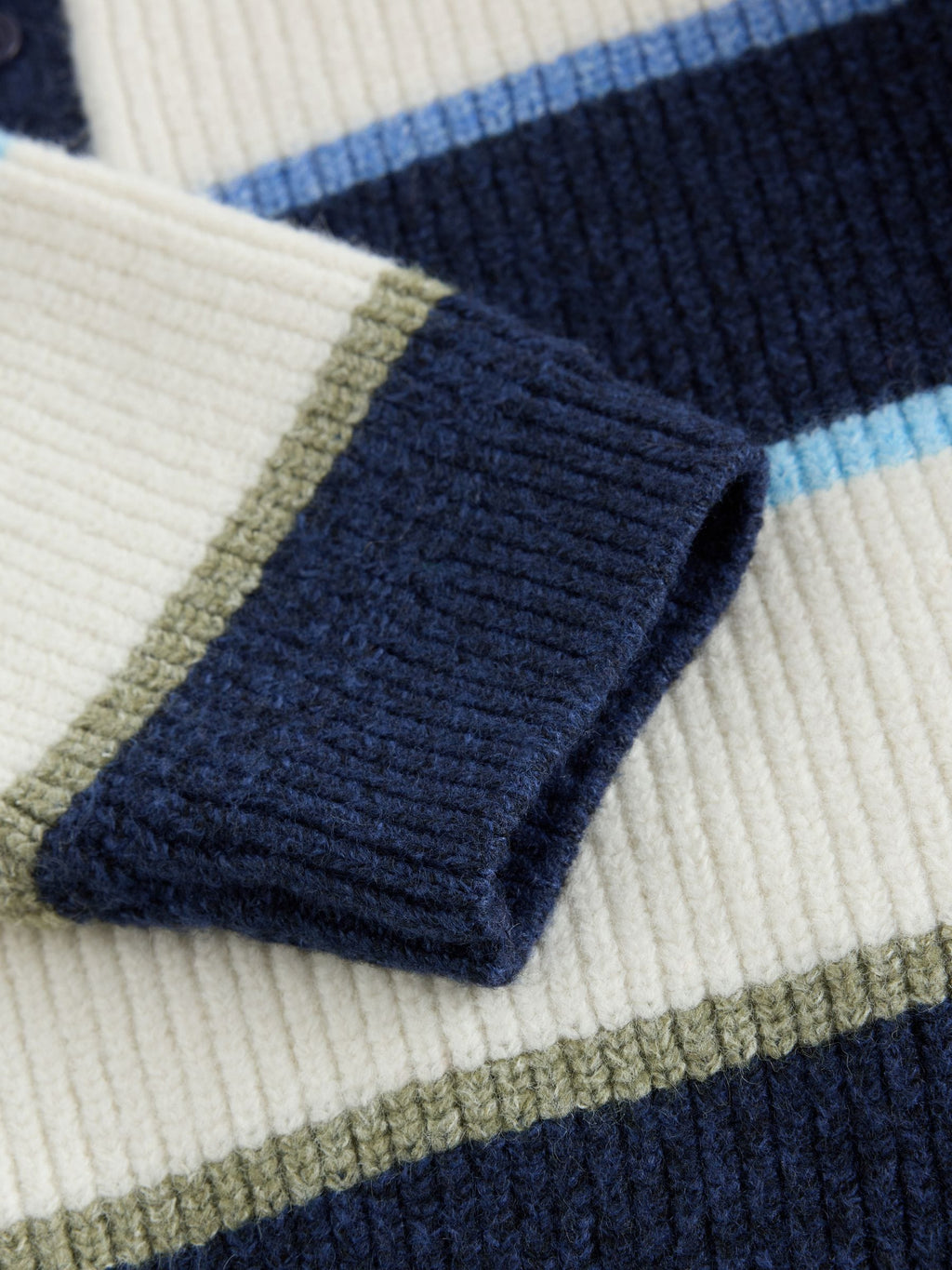 Blue/White Knitted Stripe Rugby Polo Shirt (3mths-7yrs)