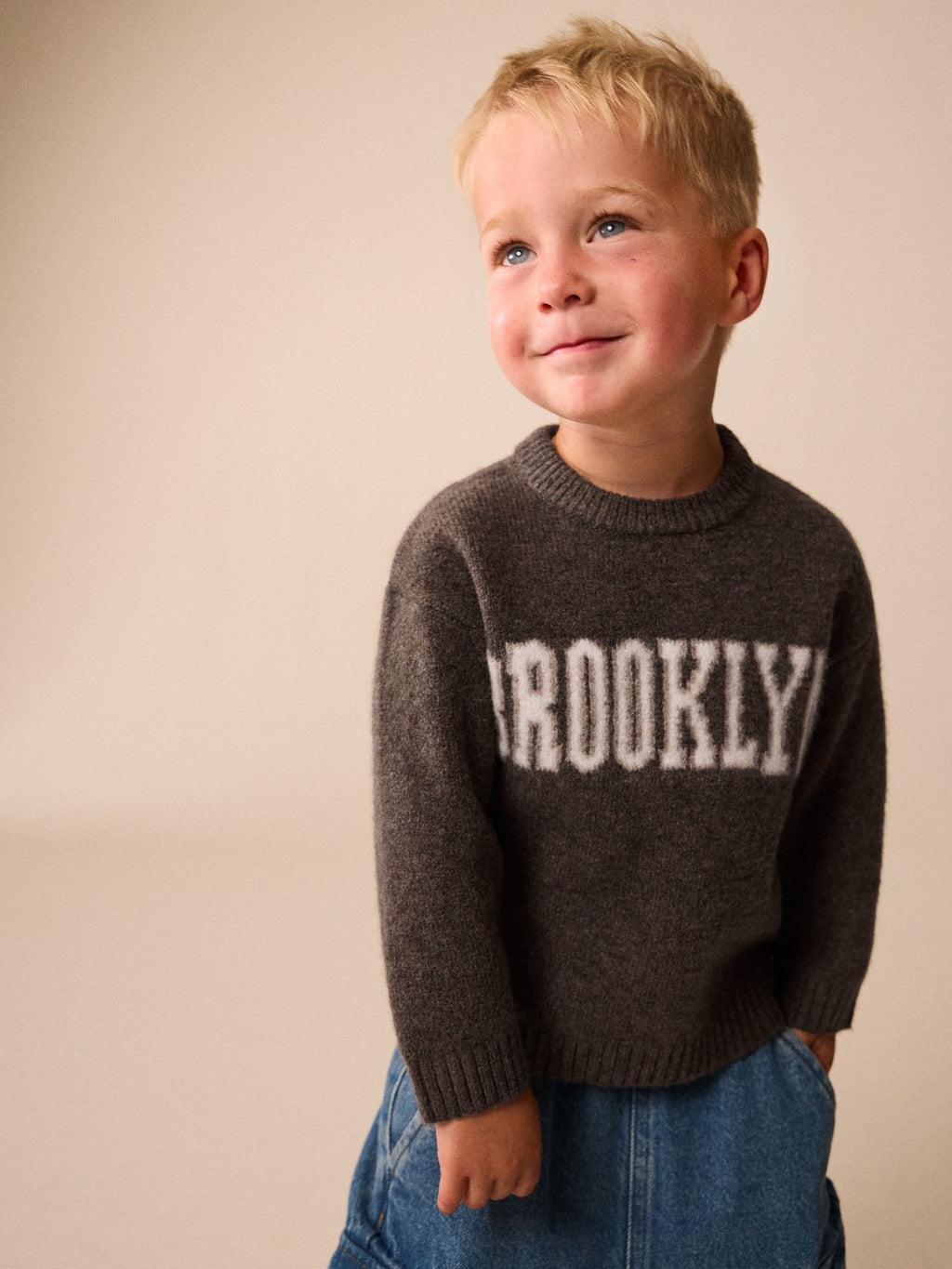 Chocolate Brown Brooklyn Knitted Crew Neck Jumper (3mths-7yrs)