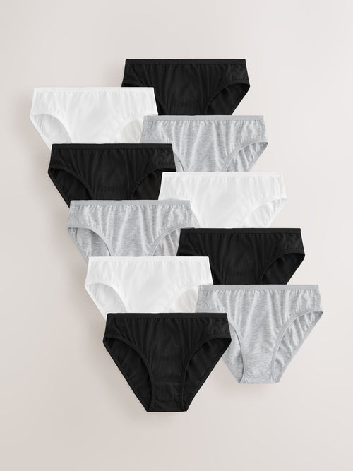 Black/White Bikini Briefs 10 Pack (5-16yrs)