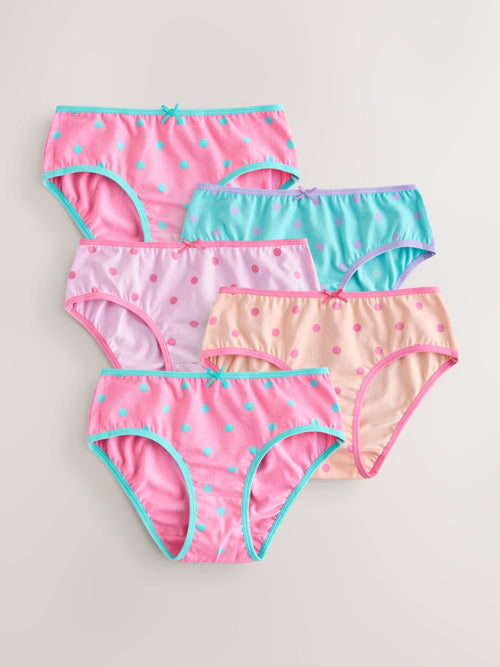 Pink Polka Dots Briefs 5 Pack (1.5-16yrs)