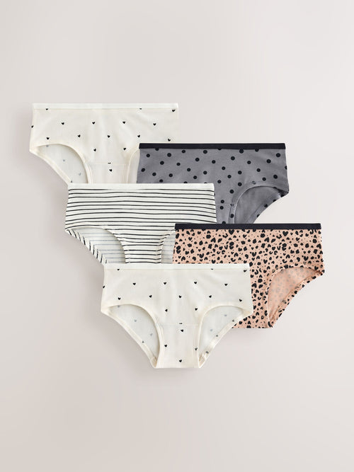 Black/White Dots Hipster Briefs 5 Pack (2-16yrs)