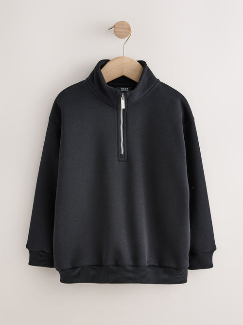 Black Smart Funnel Neck Quarter Zip Up Sweat Top (3-16yrs)