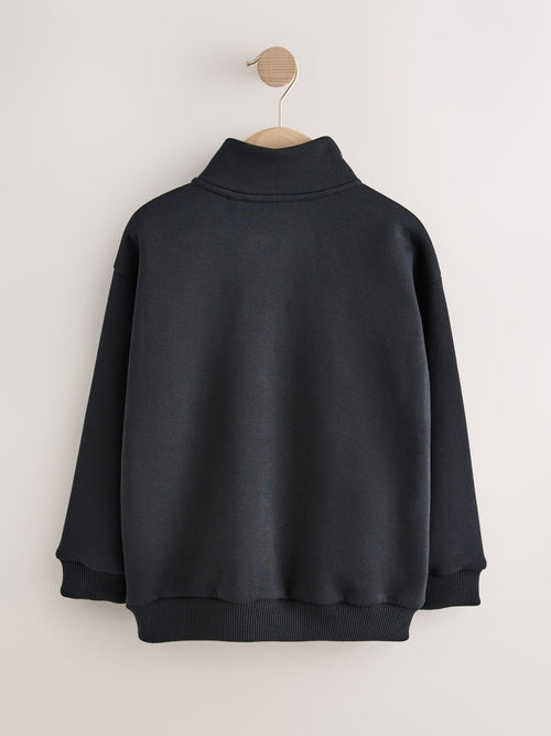 Black Smart Funnel Neck Quarter Zip Up Sweat Top (3-16yrs)