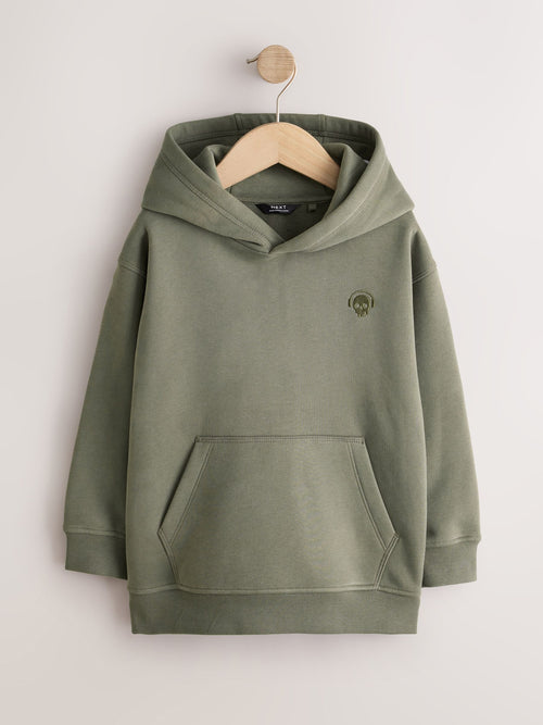 Khaki Green Skull Overhead Hoodie (3-16yrs)