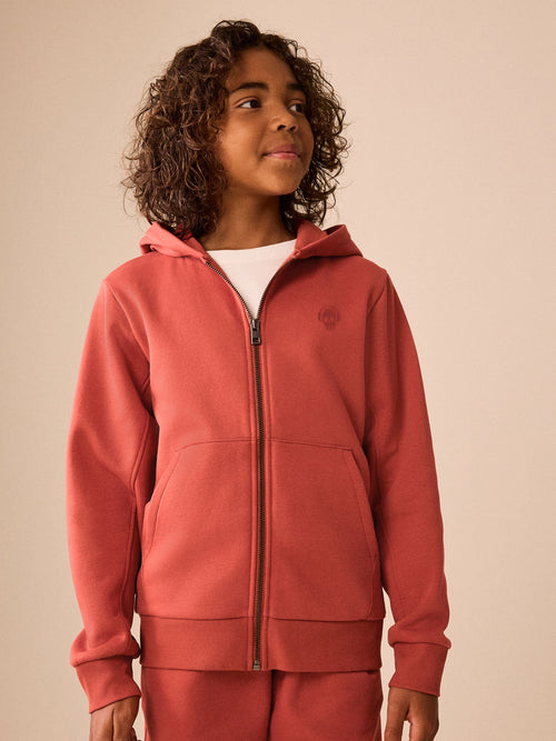 Rust Brown Skull Regular Fit Zip Through Hoodie (3-16yrs)