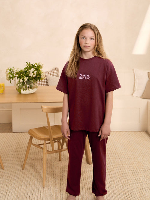 Burgundy Red slogan Jogger Pyjamas 1 Pack (3-16yrs)