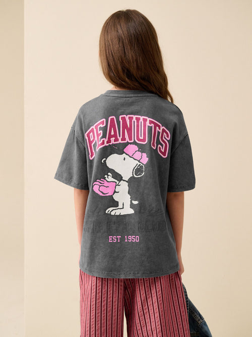 Charcoal Grey Peanuts Snoopy License Oversized Graphic T-Shirt (3-16yrs)