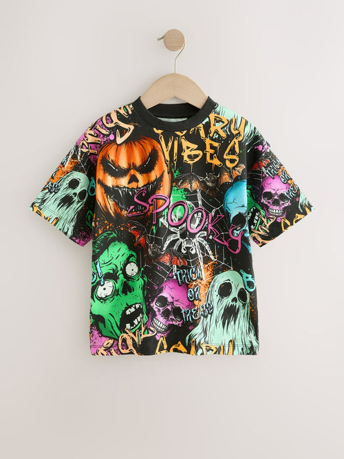 Black Halloween Short Sleeve Graphic T-Shirt (3-16yrs)
