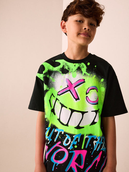 Black Graffiti Short Sleeve Graphic T-Shirt (3-16yrs)