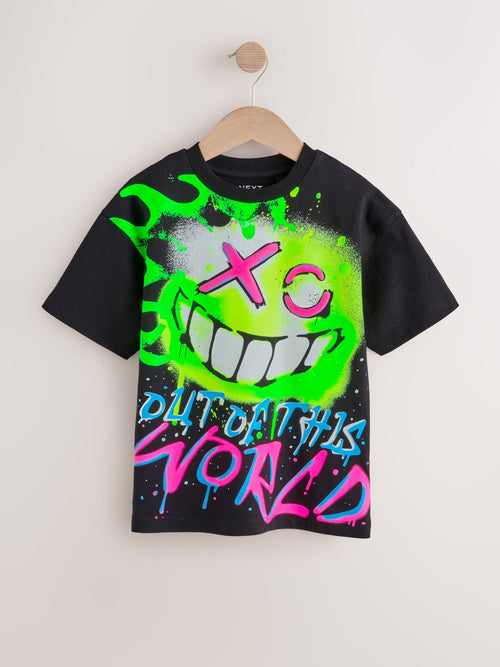 Black Graffiti Short Sleeve Graphic T-Shirt (3-16yrs)
