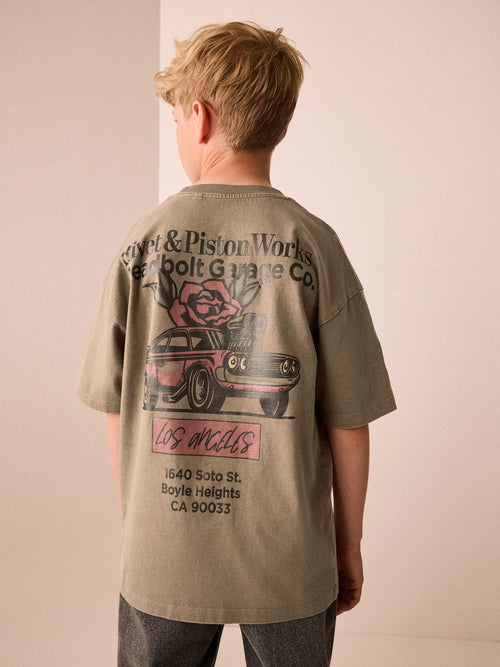 Mink Back Print Washed Graphic T-Shirt (3-16yrs)
