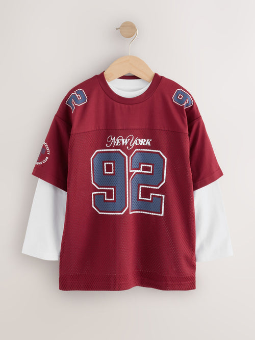 Burgundy Red Varsity Long Sleeve T-Shirt (3-16yrs)