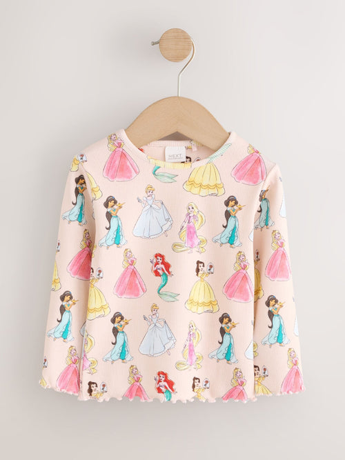 Pink Disney Princesses Long Sleeve Ribbed Top (3mths-7yrs)