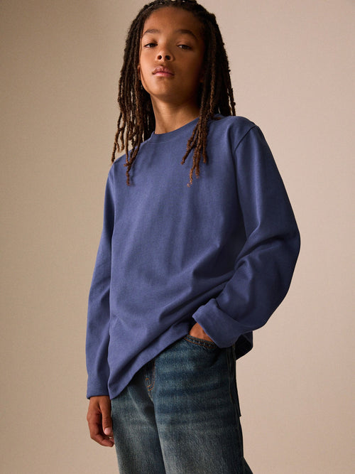 Mid Blue Cosy Long Sleeve T-Shirt (3-16yrs)