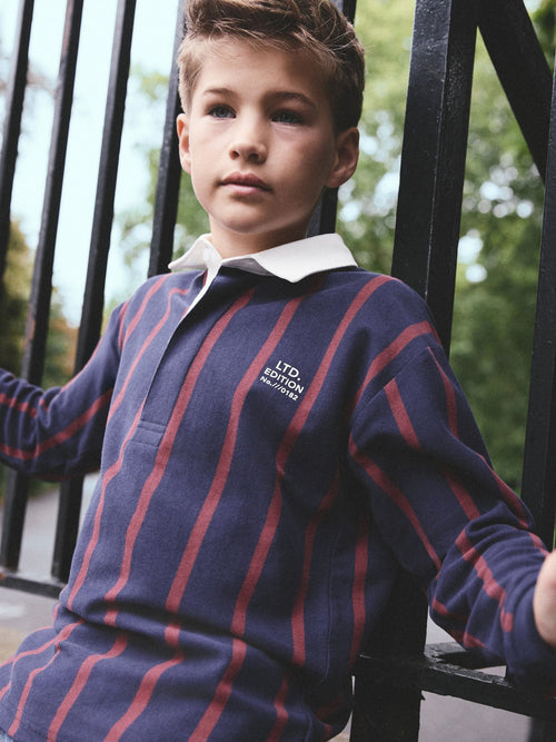 Vertical Stripe Rugby Polo Shirt (3-16yrs)