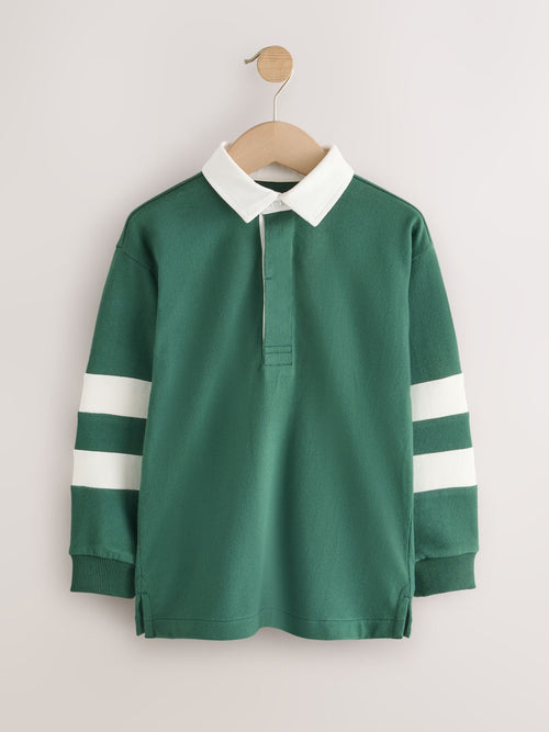 Green/Ecru Rugby Polo Shirt (3-16yrs)