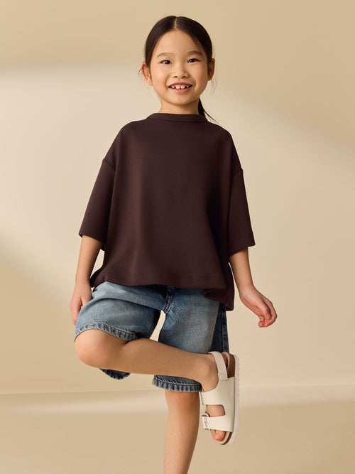 Chocolate Brown Supersoft Oversized Boxy T-Shirt (3-16yrs)