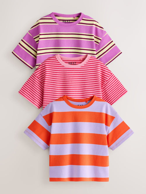 Pink/Purple Stripe T-Shirts 3 Pack (3mths-7yrs)