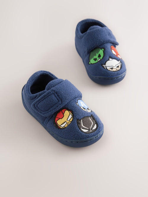 Navy Marvel Cosy Touch Fastening Cupsole Slippers