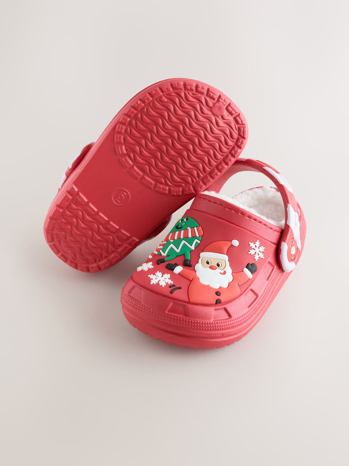 Red Festive Warm Lined Slipper Clogs
