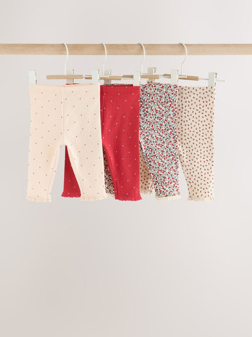 Red Ditsy Floral Baby Leggings 4 Pack (0mths-2yrs)