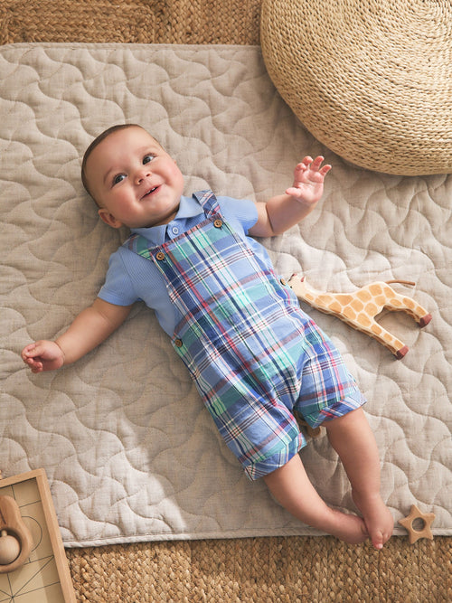 Blue/Green Check Woven Dungaree and Bodysuit Set (0mths-2yrs)