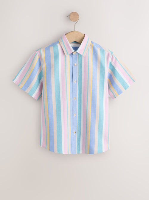 Multi Pastel Short Sleeve Stripe Shirt (3-16yrs)