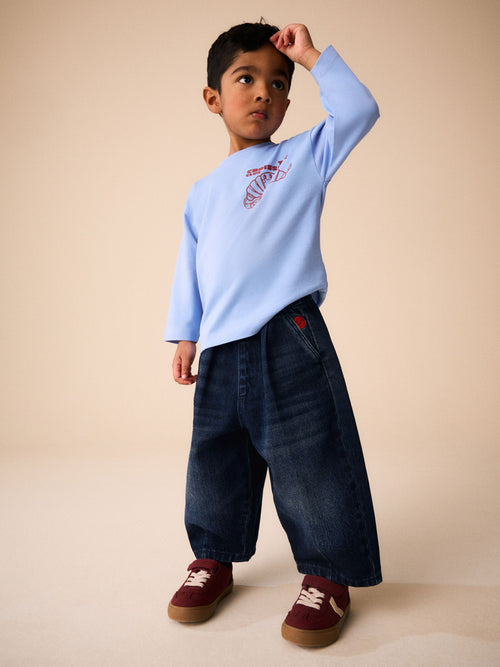 Dark Blue Wide Barrel Jeans (3mths-7yrs)