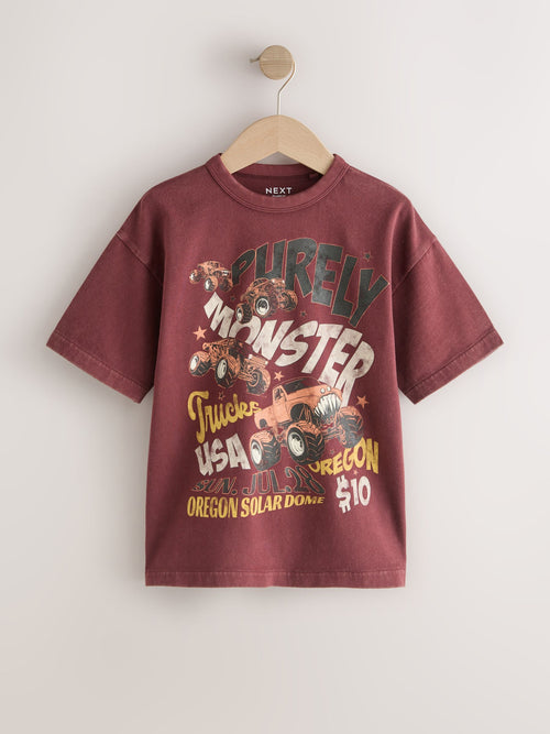 Berry Red Monster Truck Washed Graphic T-Shirt (3-16yrs)