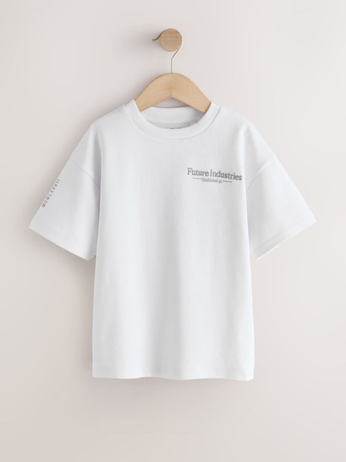 White Graphic Heavyweight Short Sleeve T-Shirt (3-16yrs)