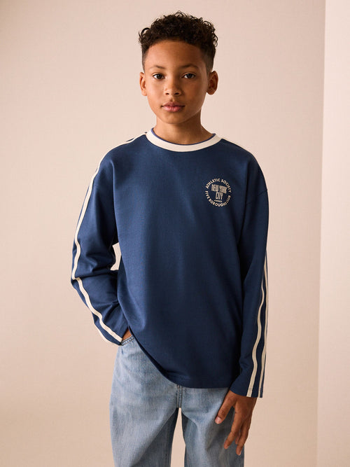 Blue Long Sleeve Heavyweight Varsity T-Shirt (3-16yrs)