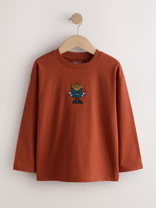 Rust Fries Relaxed Fit Graphic Long Sleeve Cotton T-Shirt (3-16yrs)