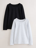 Black/Grey Long Sleeve Vests 2 Pack (1.5-16yrs)
